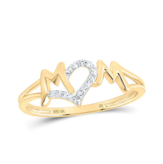 10K Yellow Or White Or Rose Gold Womens Round Diamond Mom Ring , Womens Size: 5-10