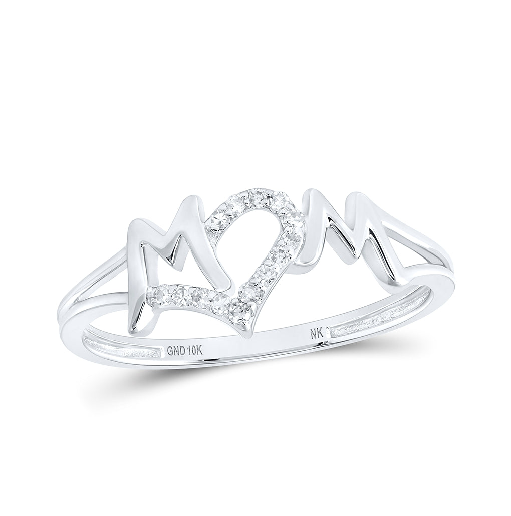 10K Yellow Or White Or Rose Gold Womens Round Diamond Mom Ring , Womens Size: 5-10