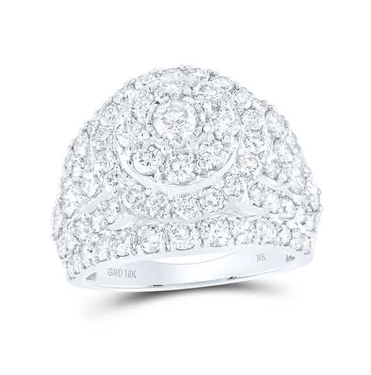10K White Gold Round Diamond Cluster Bridal Wedding Engagement Ring 4 Cttw, Womens Size: 5-10