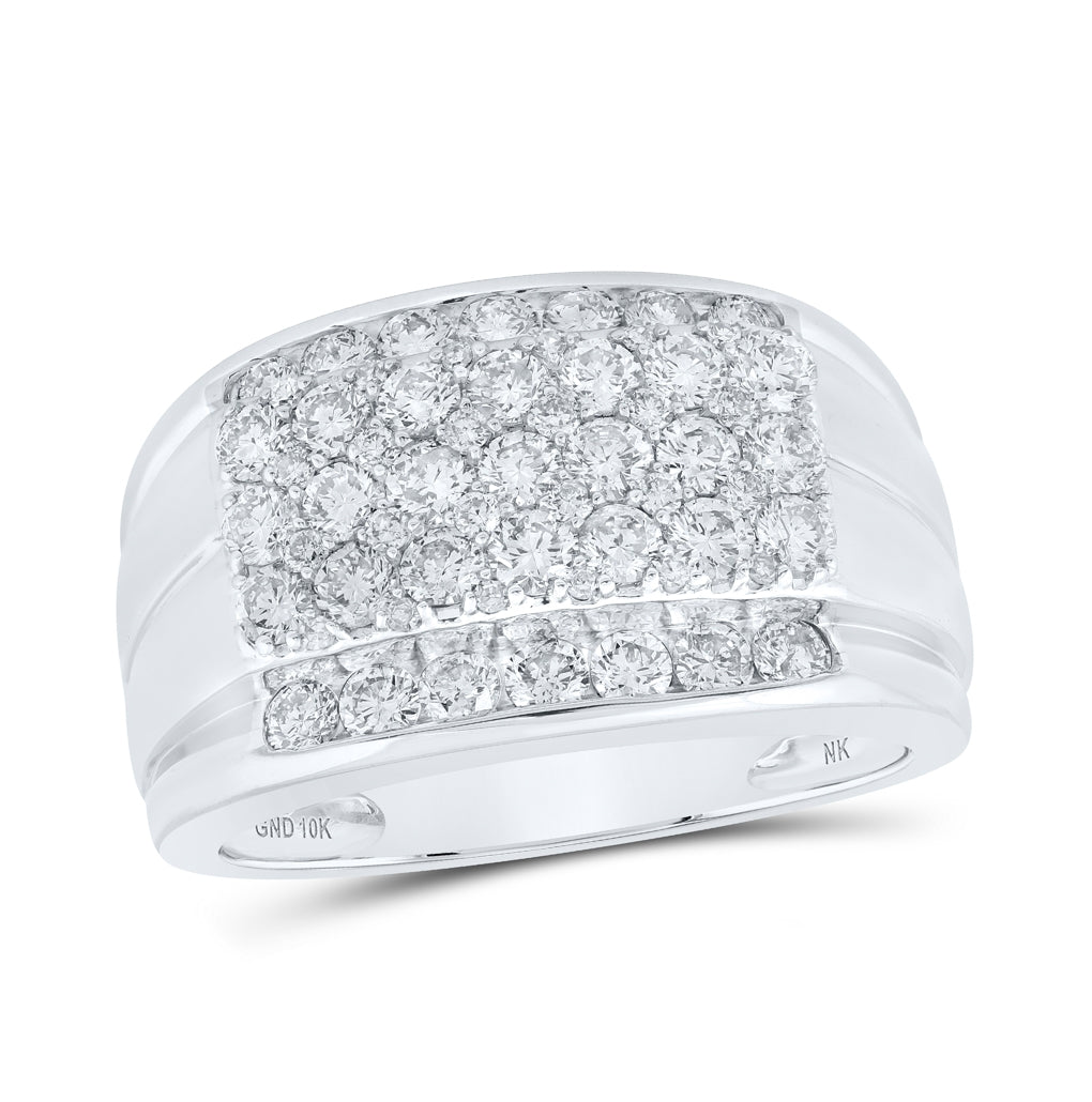 10K White Gold Mens Round Diamond Band Ring 2 Cttw, Mens Size: 7-13