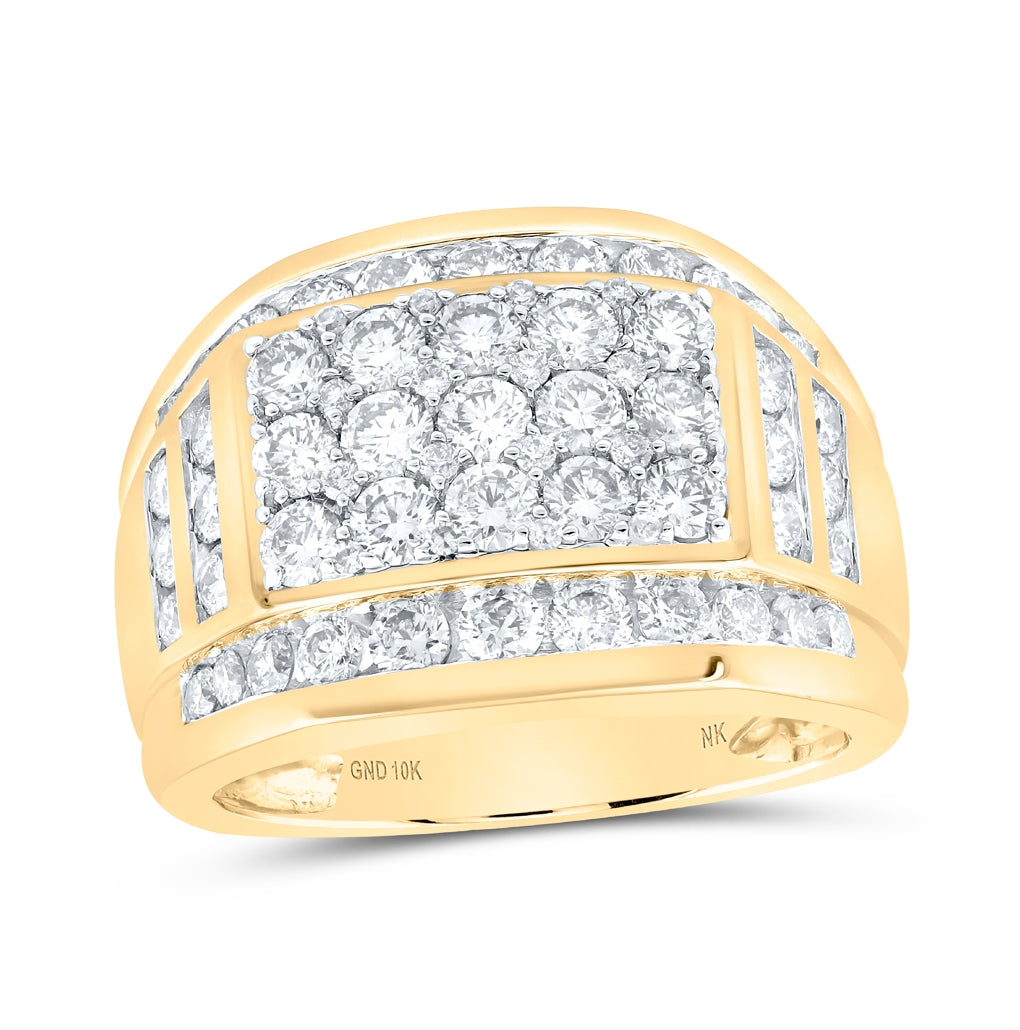 10K White Or Yellow Gold Mens Round Diamond Band Ring , Mens Size: 7-13