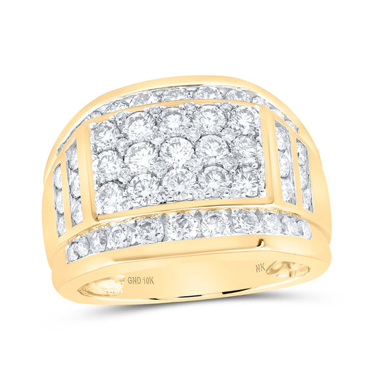 10K White Or Yellow Gold Mens Round Diamond Band Ring , Mens Size: 7-13