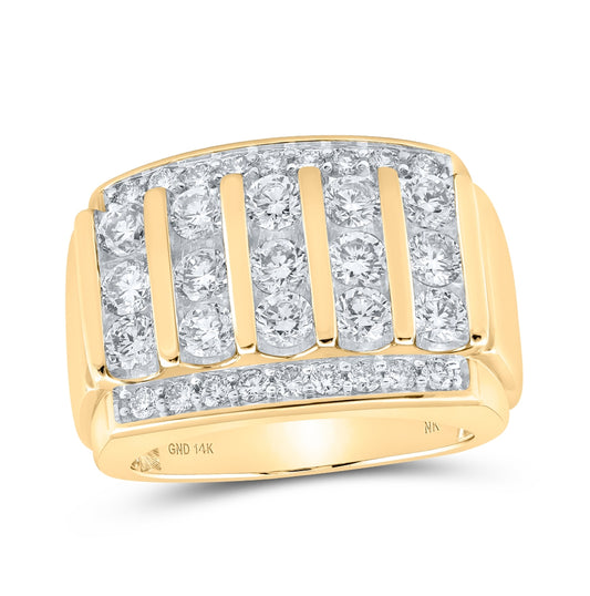 14K White Or Yellow Gold Mens Round Diamond Band Ring , Mens Size: 7-13