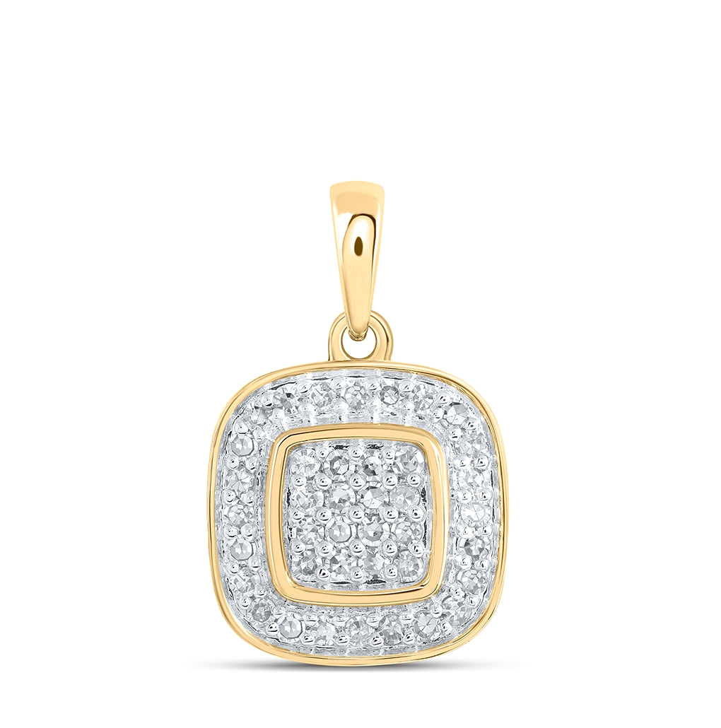 10K White Or Yellow Gold Womens Round Diamond Square Pendant