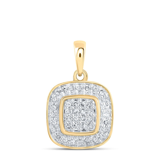 10K White Or Yellow Gold Womens Round Diamond Square Pendant