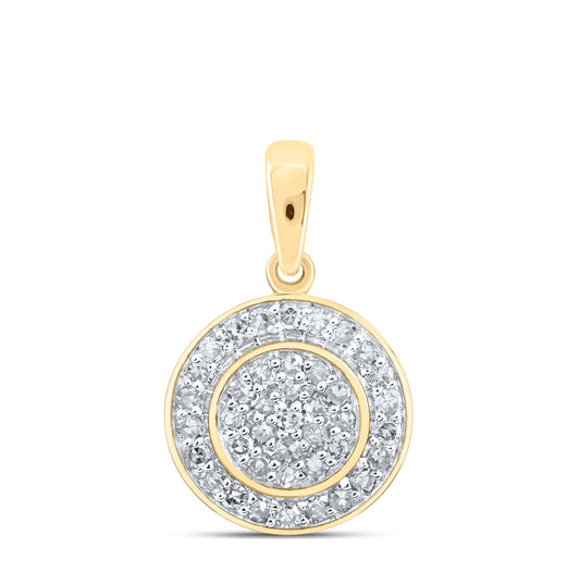 10K White Or Yellow Gold Womens Round Diamond Cluster Pendant