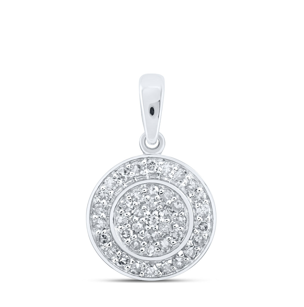 10K White Or Yellow Gold Womens Round Diamond Cluster Pendant