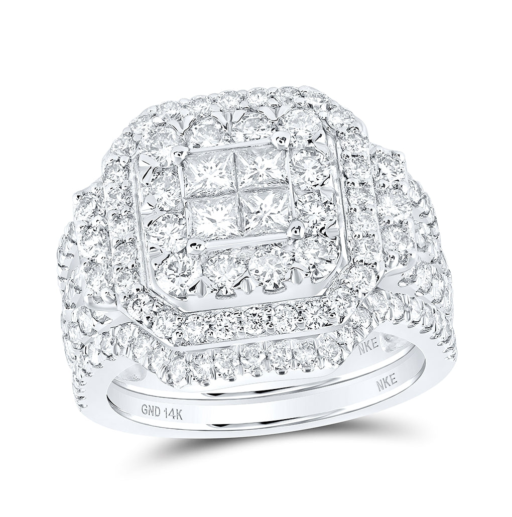 14K Yellow Or White Gold Princess Diamond Bridal Wedding Ring Band Set 2-5/8 Cttw, Womens Size: 5-10