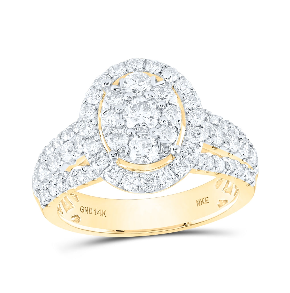 14K White Or Yellow Gold Womens Round Diamond Oval Ring, Womens Size: 5-10