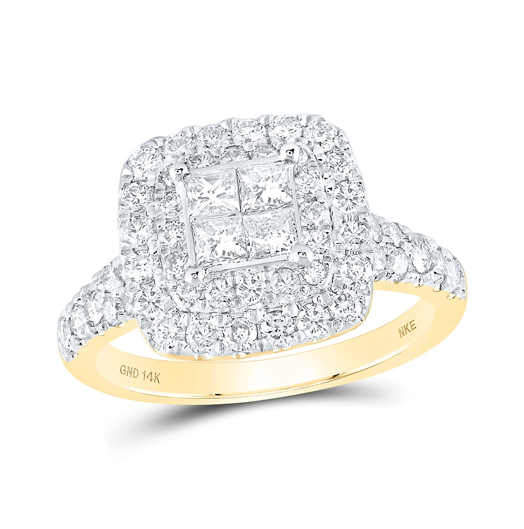 14K White Or Yellow Gold Womens Princess Diamond Square Ring, Womens Size: 5-10