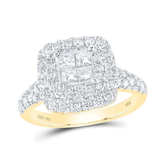 14K White Or Yellow Gold Womens Princess Diamond Square Ring, Womens Size: 5-10