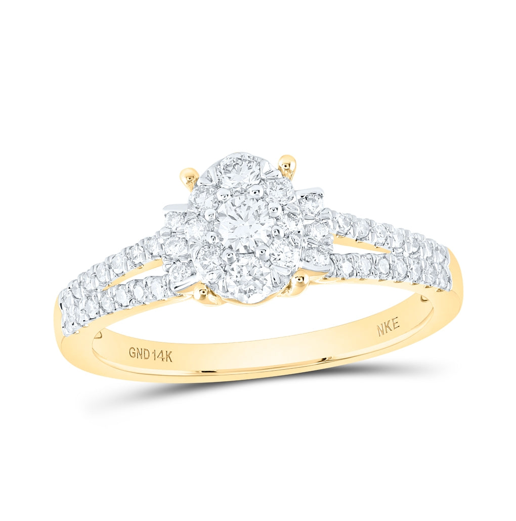 14K Yellow Gold Womens Round Diamond Fashion Ring 1/2 Cttw, Womens Size: 5-10