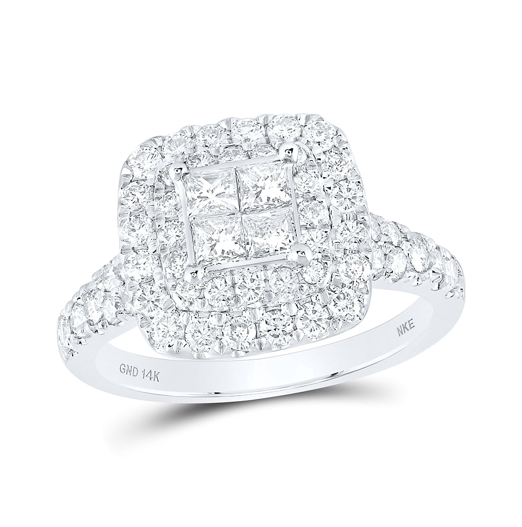 14K White Or Yellow Gold Womens Princess Diamond Square Ring, Womens Size: 5-10