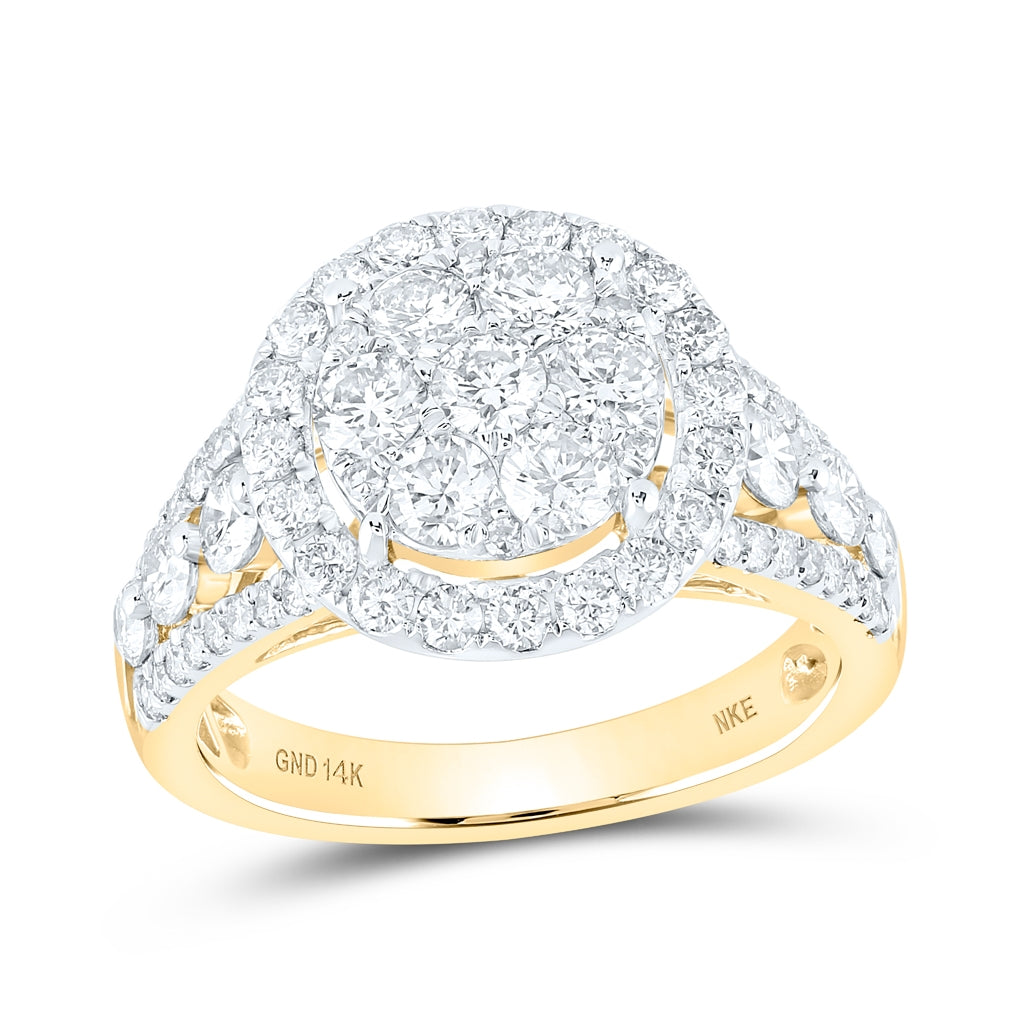 14K White Or Yellow Gold Womens Round Diamond Cluster Ring , Womens Size: 5-10