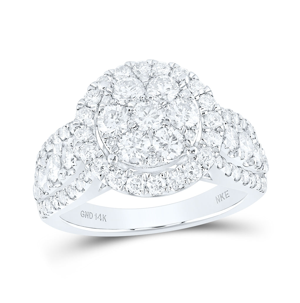 14K Yellow Or White Gold Womens Round Diamond Flower Cluster Ring 2 Cttw, Womens Size: 5-10