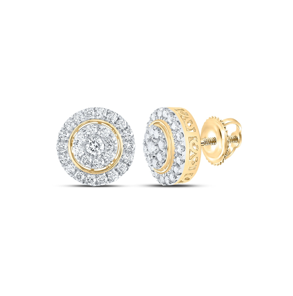 10K White Or Yellow Gold Womens Round Diamond Cluster Earrings