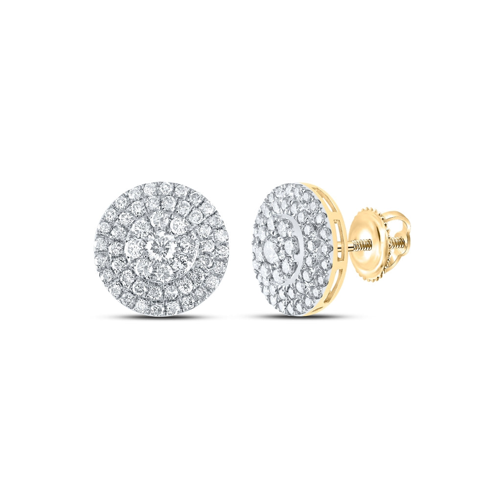 14K White Or Yellow Gold Womens Round Diamond Cluster Earrings