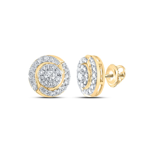 10K White Or Yellow Gold Womens Round Diamond Cluster Earrings