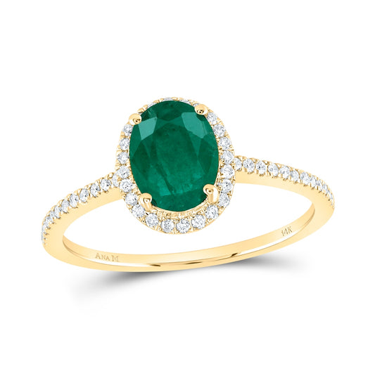 14kt Yellow Or White Gold 1/5ctw Diamond Ana M 8x6mm Emerald Natural Gem Ring