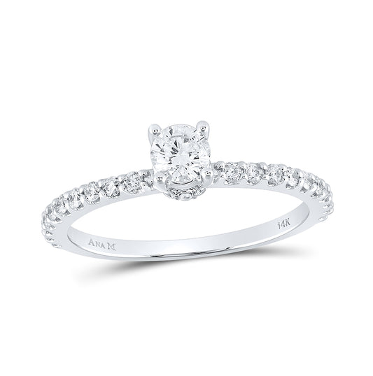 14K White Gold Round Diamond Solitaire Bridal Wedding Engagement Ring 5/8 Cttw, Womens Size: 5-10