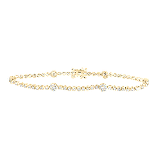 10K White Or Yellow Gold Womens Round Diamond Fashion Bracelet