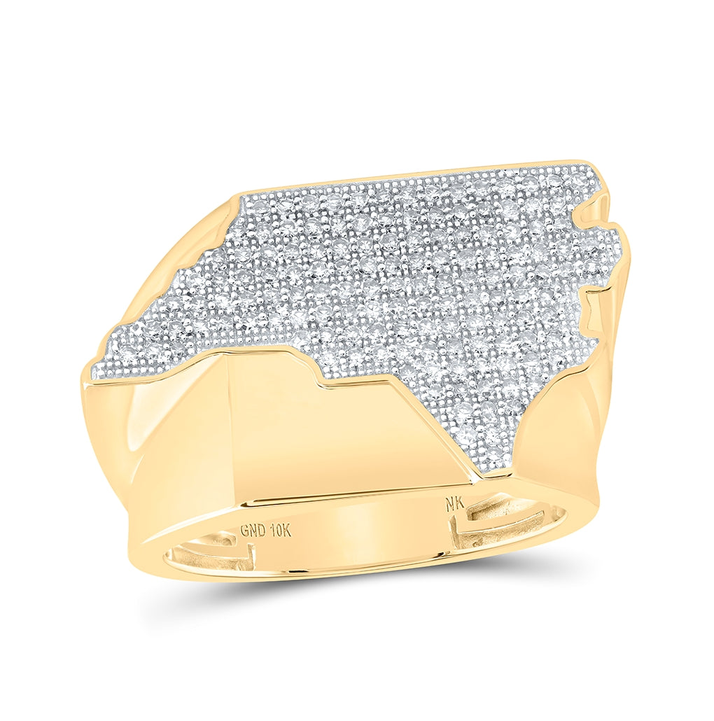10K Yellow Gold Mens Round Diamond North Carolina State Band Ring 3/4 Cttw, Mens Size: 7-13