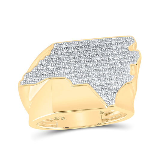 10K Yellow Gold Mens Round Diamond North Carolina State Band Ring 3/4 Cttw, Mens Size: 7-13