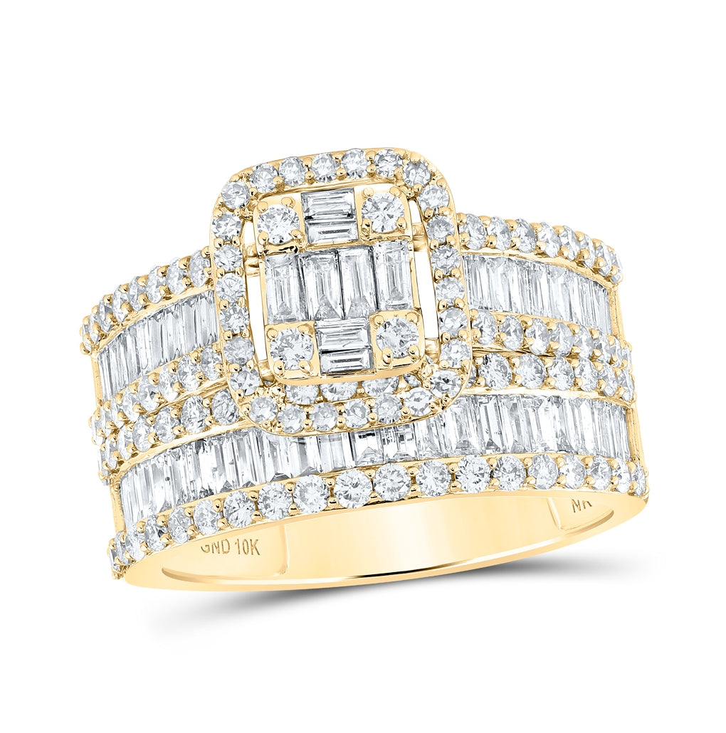 10K Yellow Or White Or Rose Gold Baguette Diamond Bridal Wedding Ring Band Set 2 Cttw, Womens Size: 5-10