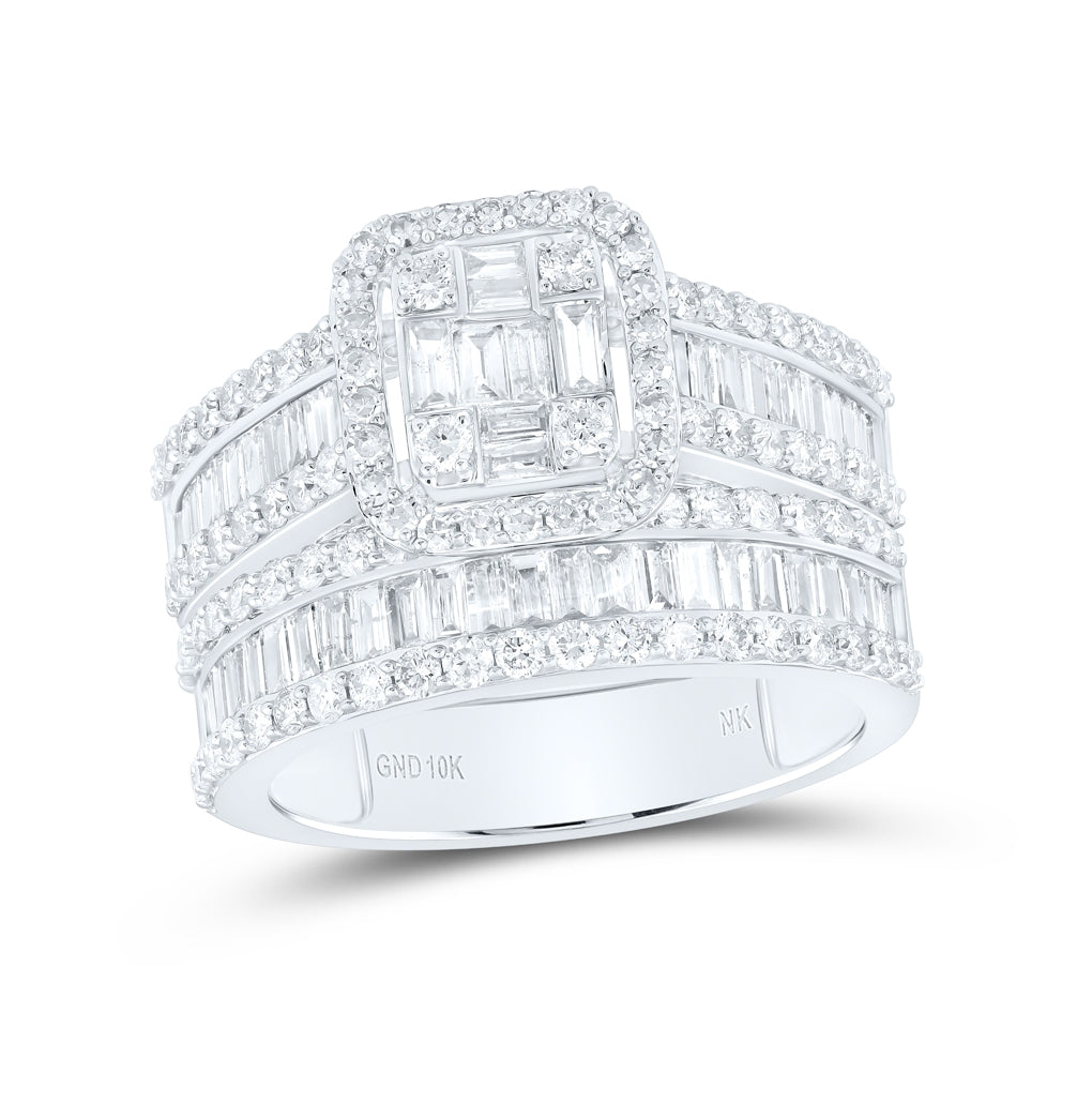 10K Yellow Or White Or Rose Gold Baguette Diamond Bridal Wedding Ring Band Set 2 Cttw, Womens Size: 5-10