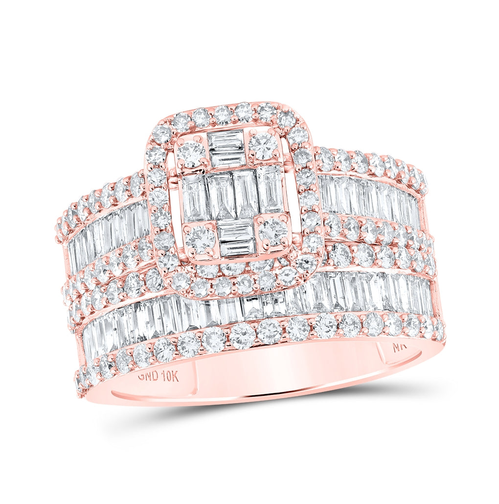 10K Yellow Or White Or Rose Gold Baguette Diamond Bridal Wedding Ring Band Set 2 Cttw, Womens Size: 5-10