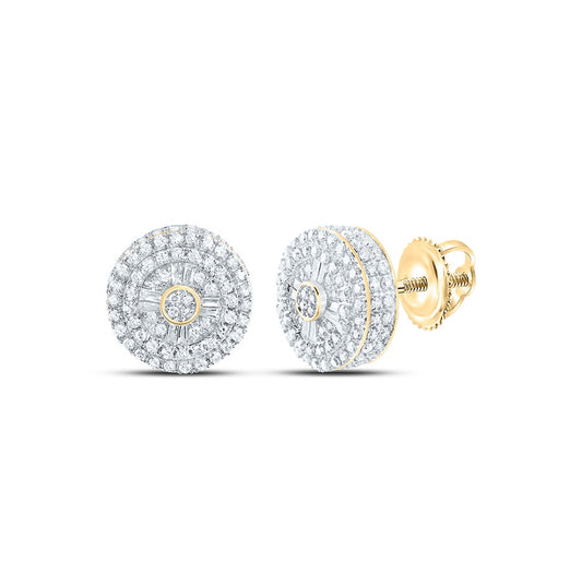 10K White Or Yellow Gold Baguette Diamond Circle Earrings