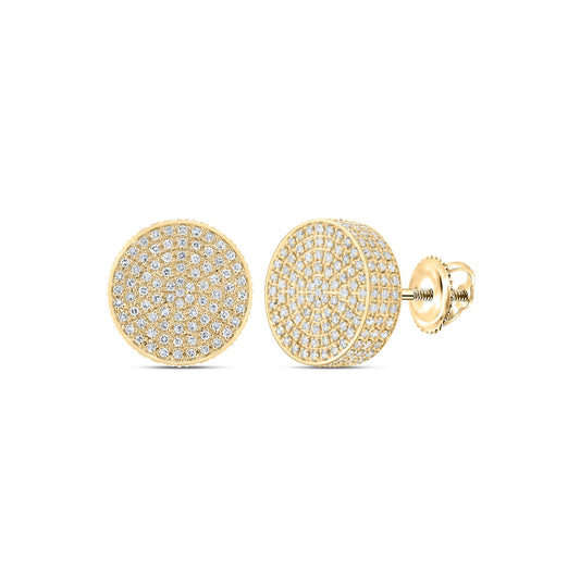 10K White Or Yellow Gold Round Diamond 3D Circle Earrings