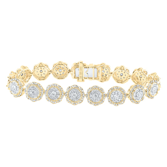 10K White Or Yellow Gold Womens Round Diamond Fashion Bracelet