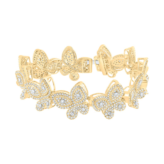 10kt Yellow Gold 5 Ctw Diamond Nk Butterfly Bracelet(7 Inch)