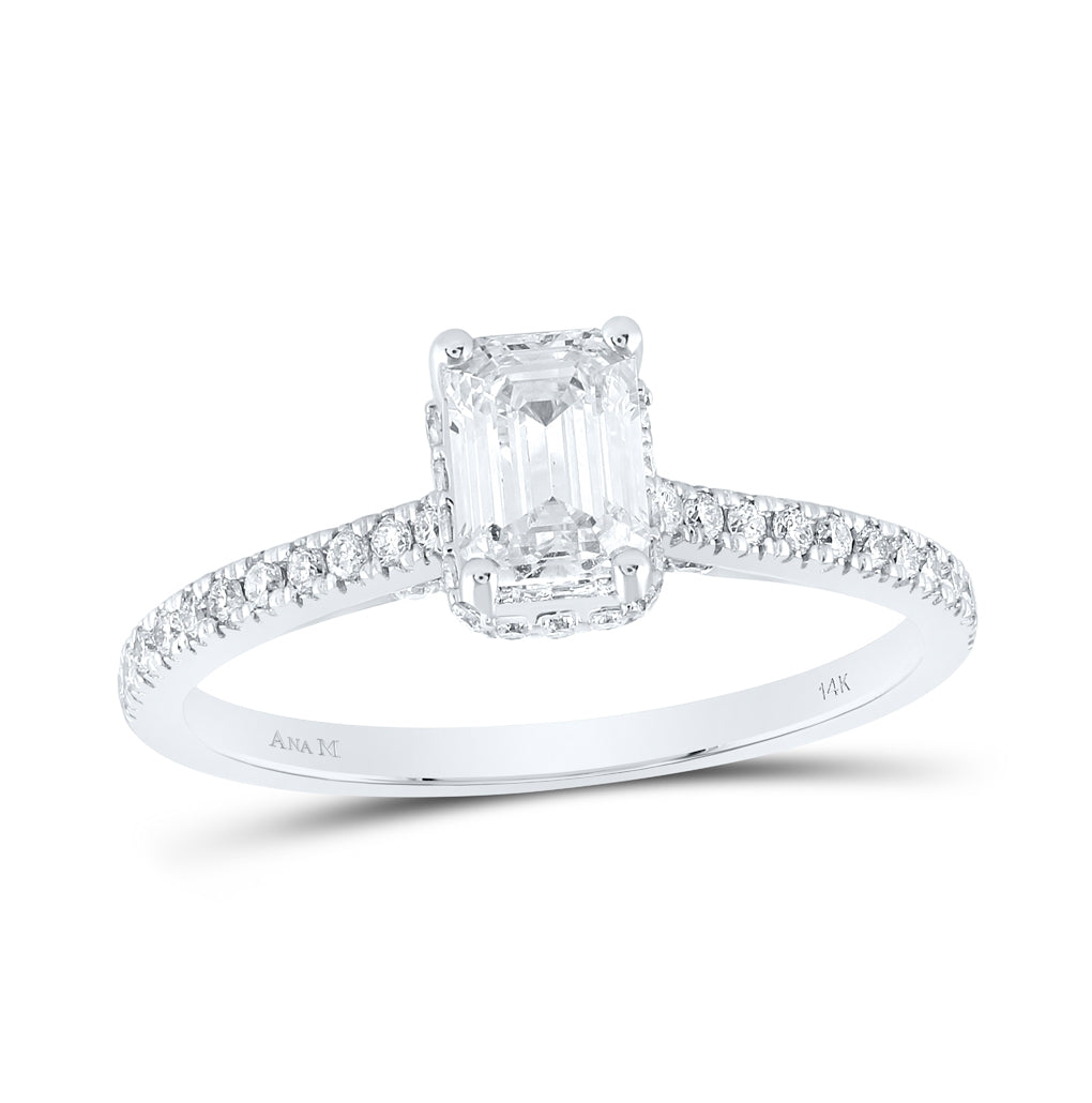 14K White Gold Emerald Diamond Solitaire Bridal Wedding Engagement Ring 1ctw, Women's Size: 5-10
