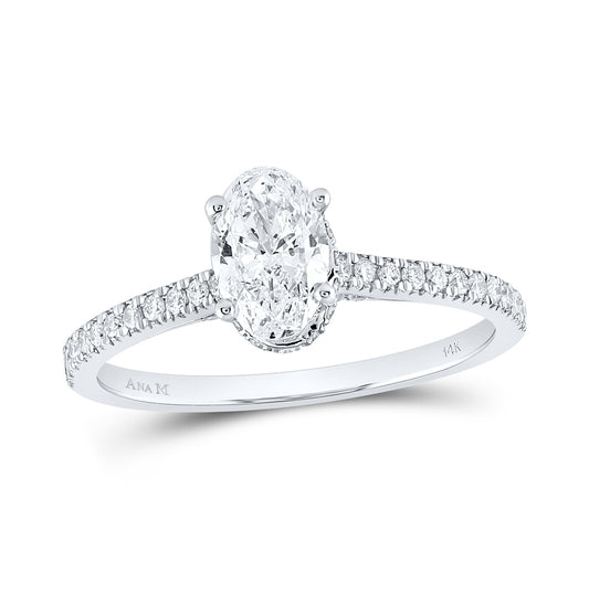 14K White Gold Oval Diamond Solitaire Bridal Wedding Engagement Ring 1 Cttw, Womens Size: 5-10