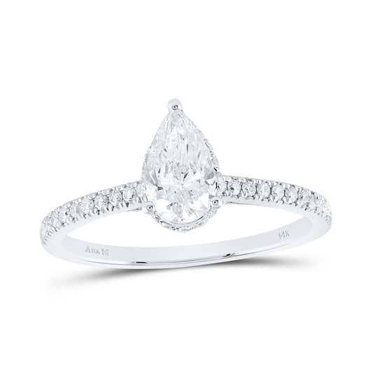 14K White Gold Pear Diamond Solitaire Bridal Wedding Engagement Ring 1ctw, Women's Size: 5-10