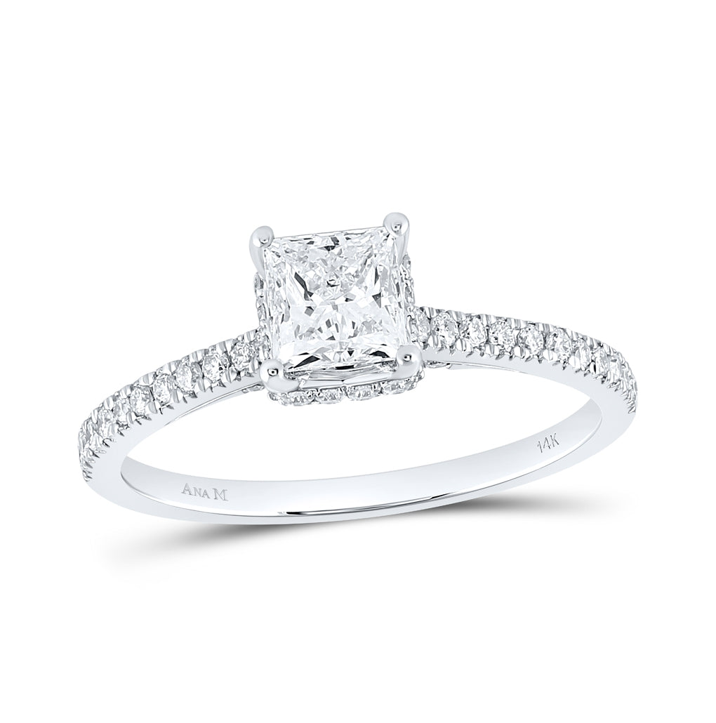 14K White Gold Princess Diamond Solitaire Bridal Wedding Engagement Ring 1 Cttw, Womens Size: 5-10