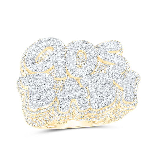 10K Yellow Gold Mens Round Diamond 90s BABY Phrase Ring 6-1/2 Cttw, Mens Size: 7-13