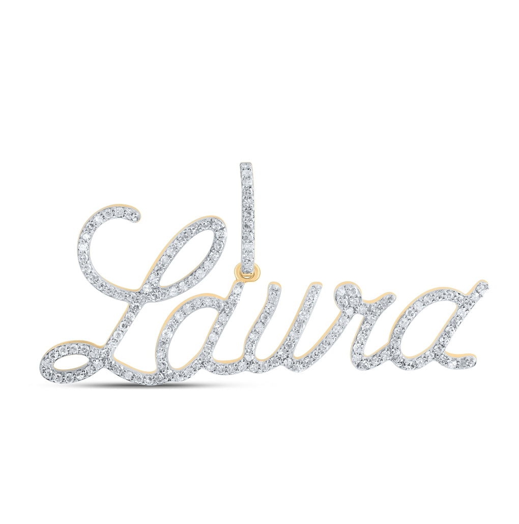 10K Yellow Gold Womens Round Diamond Name Pendant