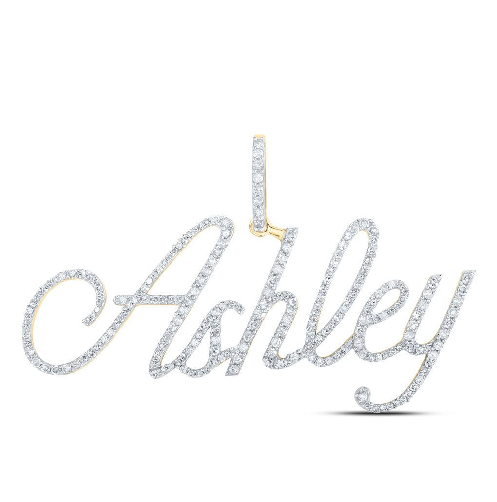 10K Yellow Gold Womens Round Diamond Name Pendant