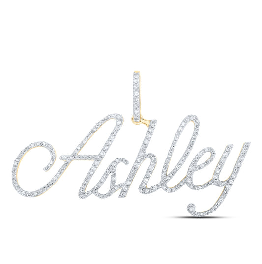 10K Yellow Gold Womens Round Diamond Name Pendant