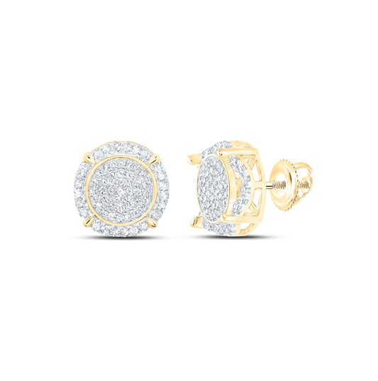 10K Yellow Gold Women's Round Diamond Cluster Earrings 0.5 ctw