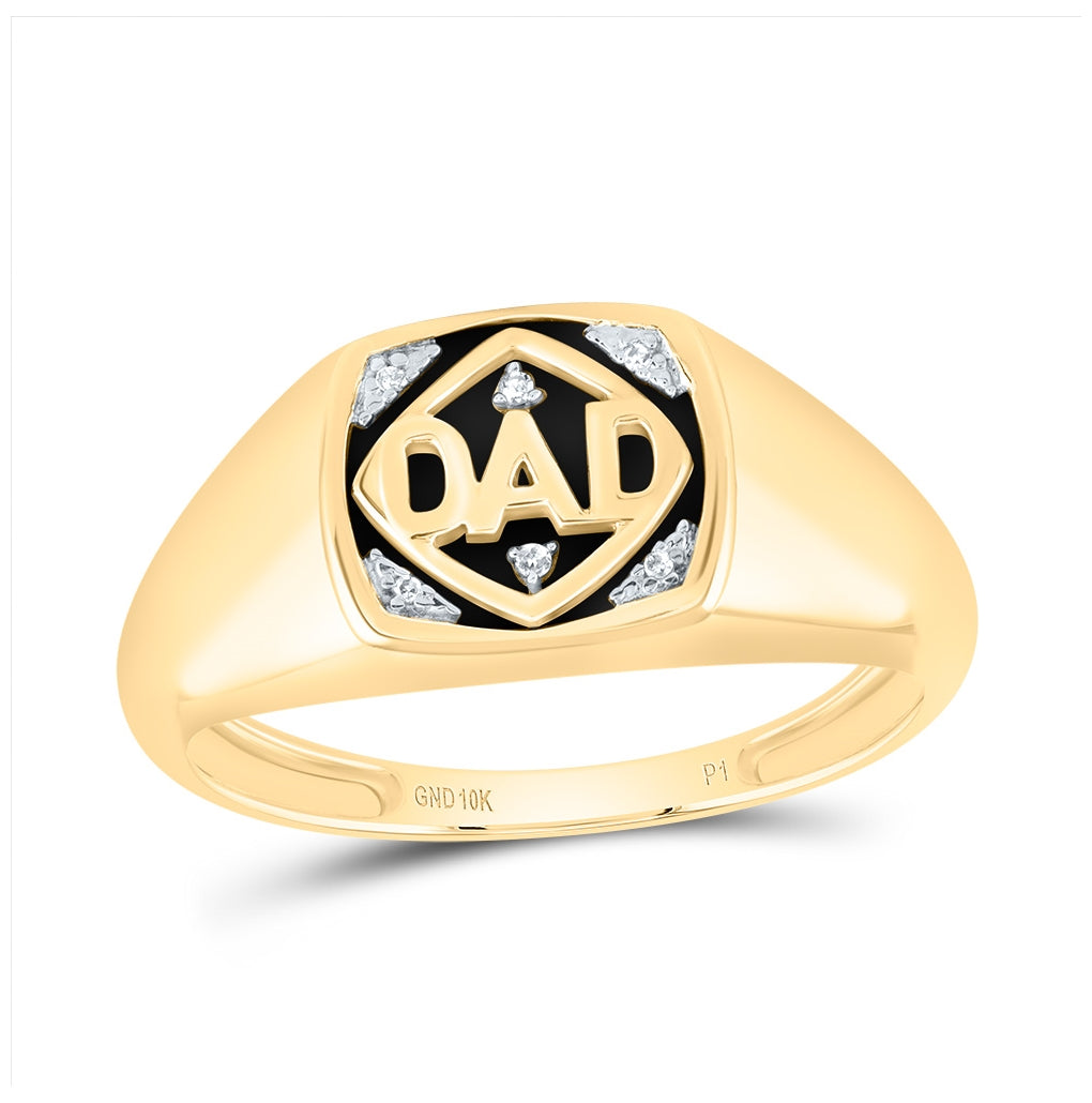 10K White Or Yellow Gold Mens Round Diamond DAD Band Ring , Mens Size: 7-13