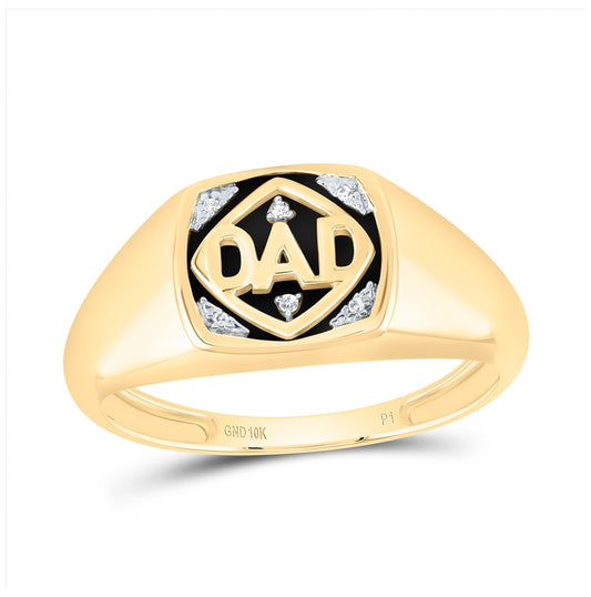 10K White Or Yellow Gold Mens Round Diamond DAD Band Ring , Mens Size: 7-13