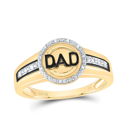 10K White Or Yellow Gold Mens Round Diamond DAD Circle Ring , Mens Size: 7-13