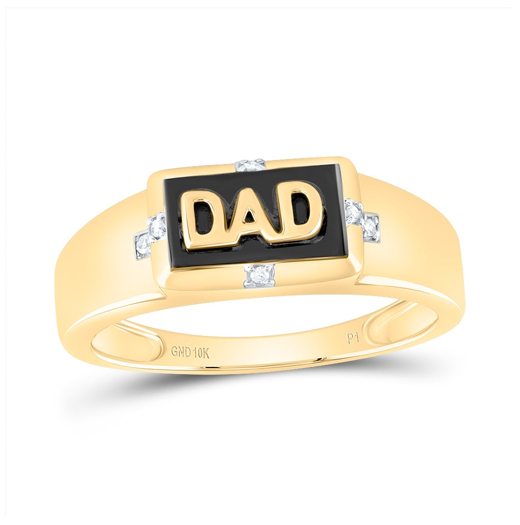 10K White Or Yellow Gold Mens Round Diamond DAD Band Ring , Mens Size: 7-13