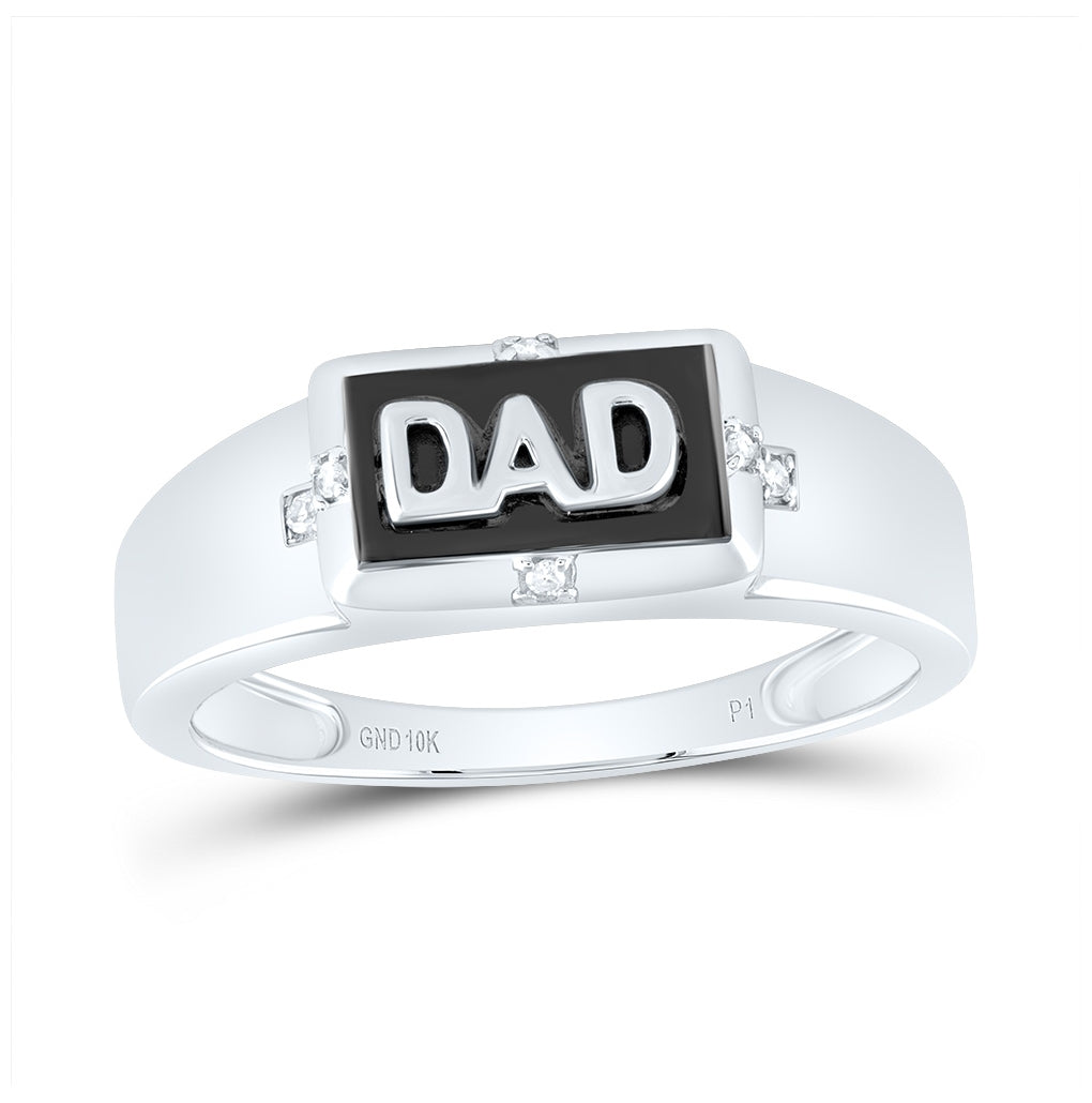 10K White Or Yellow Gold Mens Round Diamond DAD Band Ring , Mens Size: 7-13