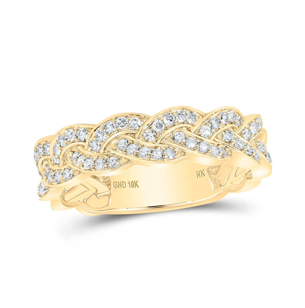 10K Yellow Or White Or Rose Gold Womens Round Diamond Braid Band Ring , Womens Size: 5-10