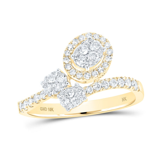 10K White Or Yellow Or Rose Gold Womens Round Diamond Cluster Fashion Ring , Womens Size: 5-10